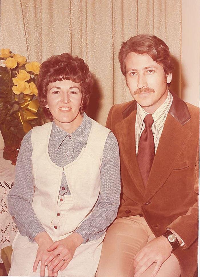 Mary Ann Wood and Daniel Littlefield exchanged their wedding vows on a weekday at the end of a winter storm. “We didn’t dress special for our wedding,” she says. “Pants were real wide at the bottom in 1972. I wore an avocado green pair of pants and an orange and avocado green striped shirt.” 