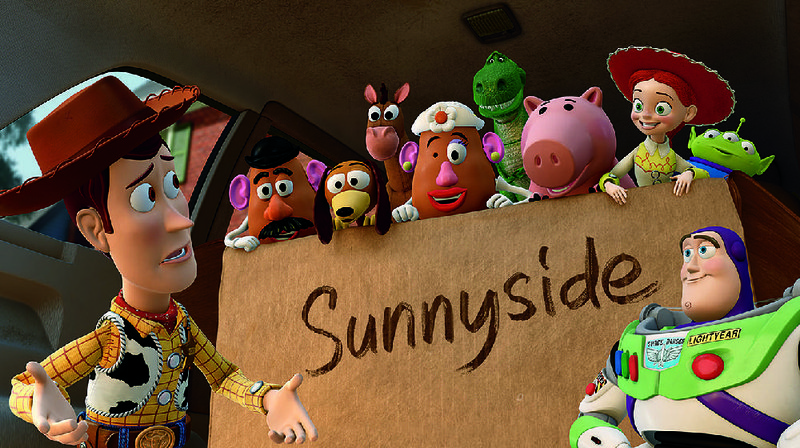 Toy Story 3 is one of the family-friendly classics airing this Christmas season on Freeform. The fi lm stars (from left) Woody, Mr. Potato Head, Slinky Dog, Bullseye, Mrs. Potato Head, Rex, Hamm, Jessie, Aliens and Buzz Lightyear.

