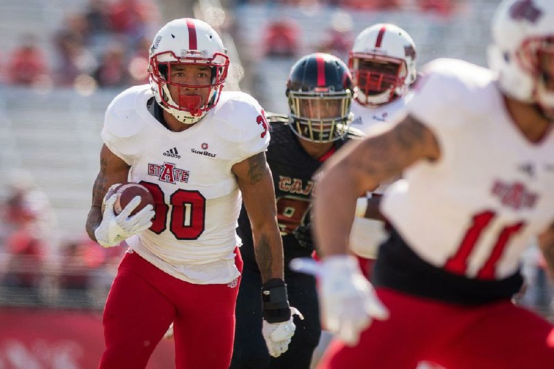 Arkansas State running back Johnston White has run for 431 yards and four touchdowns this season for the Red Wolves, who’ll try to grab a share of the Sun Belt Conference title with a victory tonight against Texas State.