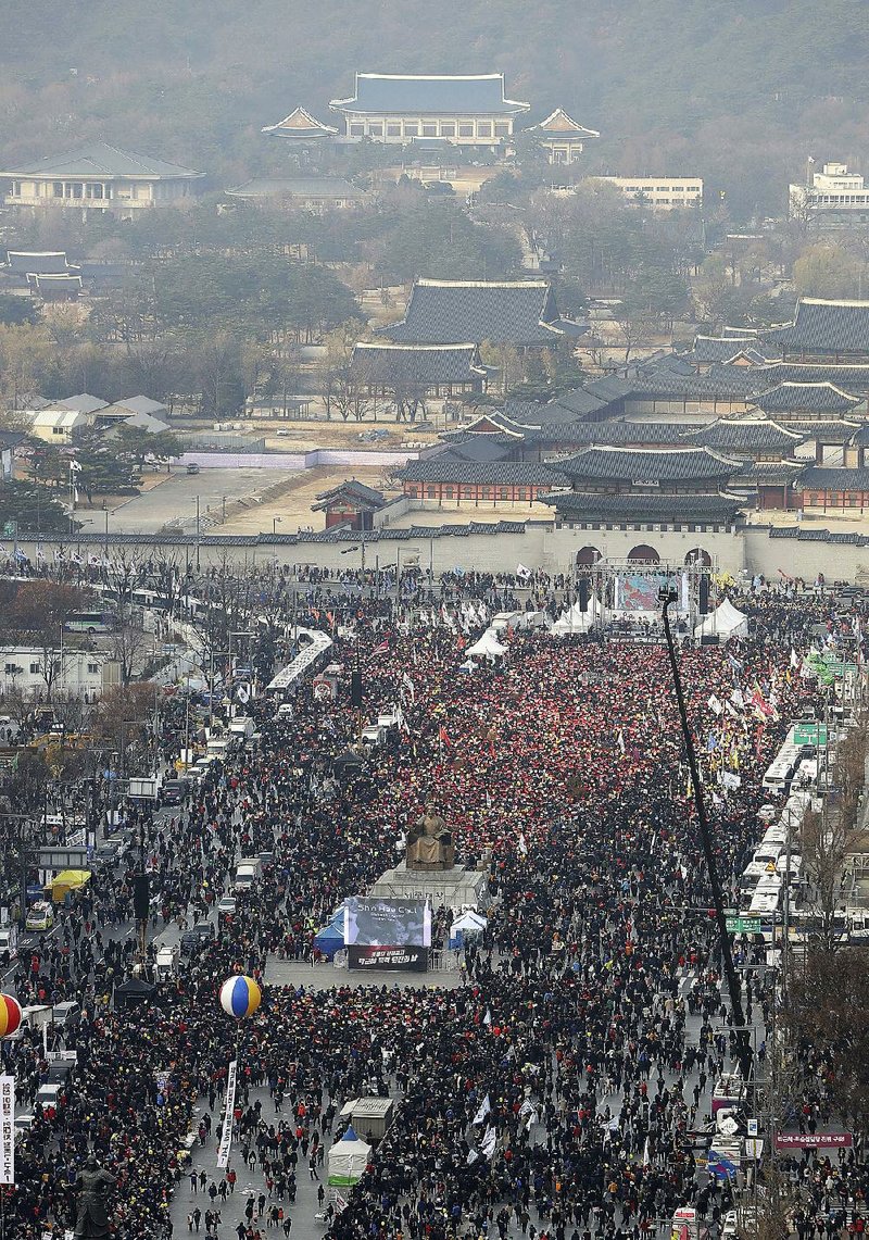 South Korean protesters fill the streets of Seoul on Saturday in continuing demonstrations against President Park Geun-hye.