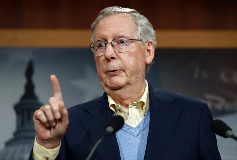 In this Nov. 9, 2016 photo, Senate Majority Leader Mitch McConnell of Ky. speaks during a news conference on Capitol Hill in Washington. 