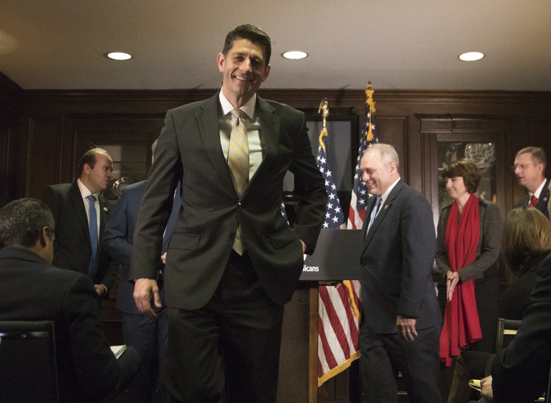 House Speaker Paul Ryan of Wis. leaves a news conference with the GOP leadership, on Capitol Hill in Washington, Tuesday, Dec. 6, 2016. (AP Photo/Manuel Balce Ceneta)