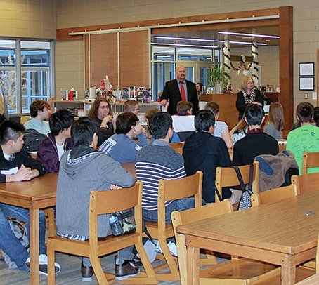 Submitted photo Lakeside School District administrators and staff greeted students from Hanamaki, Japan, during a recent student delegation visit through the Visit Hot Springs Sister City Program.