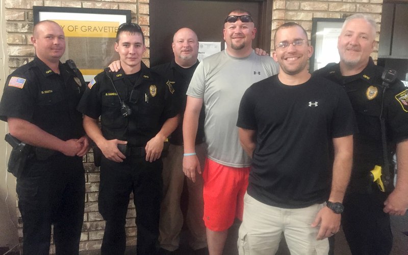 Photo by Pennie Berry Members of the Gravette Police Department paused for a photo in late October just prior to their No Shave November challenge. A few were already working on growing beards in anticipation of the fundraiser. Pictured are officer Bryan Smith (left), officer Braxton Handle, Chief Chuck Skaggs, officer Josh Crane, Sgt. Chance Fink and officer Mike Savage.