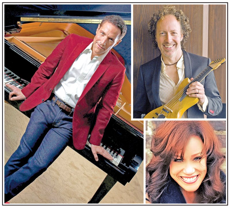 Grammy-nominated songwriter and pianist Jim Brickman and friends — singer Anne Cochran and electric violinist Tracy Silverman (shown clockwise from left).
