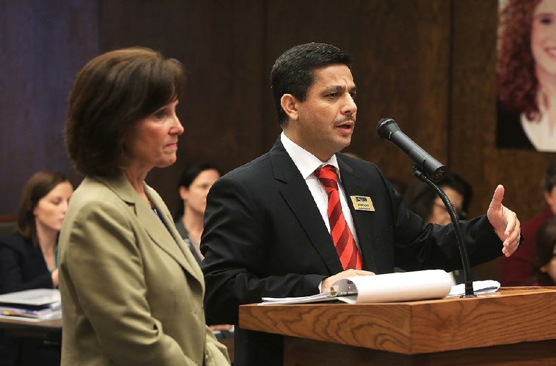 Luanne Baroni (left), principal of Lisa Academy Little Rock middle school, and Atnan Ekin, superintendent Lisa Academy Little Rock