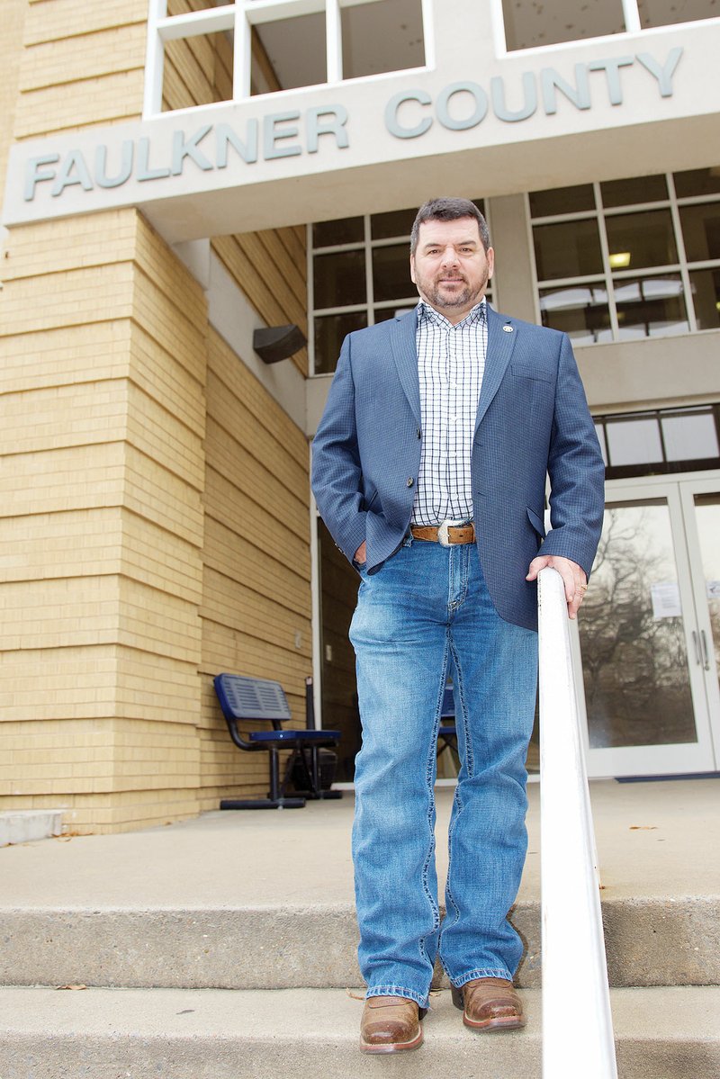 Faulkner County Sheriff-elect Tim Ryals, who will assume office in January, stands outside the Faulkner County Detention Center in downtown Conway. He chose Matt Rice, interim Faulkner County Sheriff, as his chief deputy. Ryals, 54, is a former deputy with the Saline County Sheriff’s Office and a former Arkansas State Police officer. He served five years on the Executive Protection Unit for former Gov. Mike Huckabee. Ryals’ wife, Wendy, is assigned to the Executive Protection Unit for Gov. Asa Hutchinson.