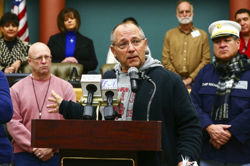 Corpus Christi, Texas, Mayor Dan McQueen announces during a news conference Sunday at City Hall that all water restrictions have been lifted on drinking the city’s water after tests showed no contamination from a chemical leak.