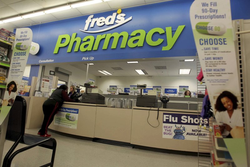 FILE — This Dec. 7, 2015 photo, shows discount retailer Fred's Pharmacy in Memphis, Tenn. (Nikki Boertman/The Commercial Appeal via AP)