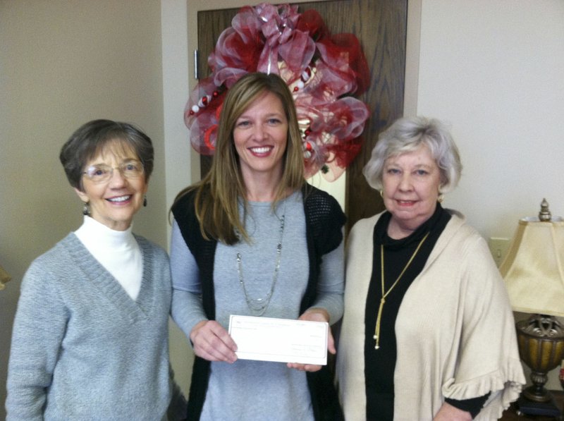 Courtesy photo Terri Ellis (center) is the recipient of a PCE Grant for P.E.O. Chapter BR, Bella Vista. Also pictured are Karen Moyer (left) and Nancy Schriner, PCE co-chairwomen.