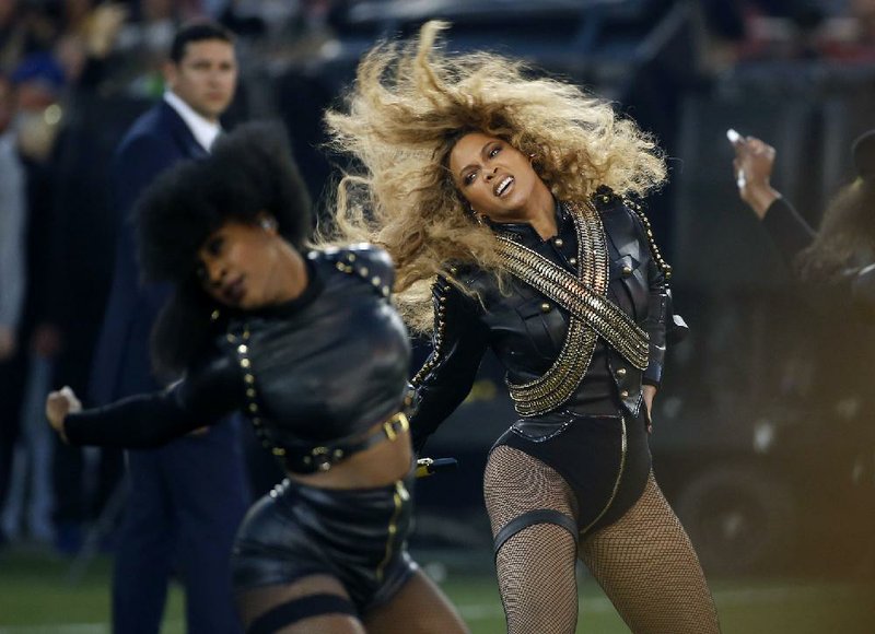 Beyonce performs during halftime of the February NFL Super Bowl in Santa Clara, Calif.