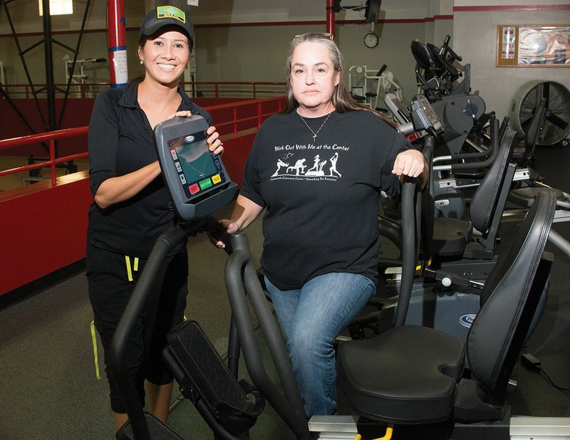 Aerobics instructor Amanda Anderson, left, stands with fitness specialist Jennifer Rackley at the Jacksonville Community Center. The center will offer fitness and nutrition counseling as part of its 8-Week Weight-Loss Challenge.