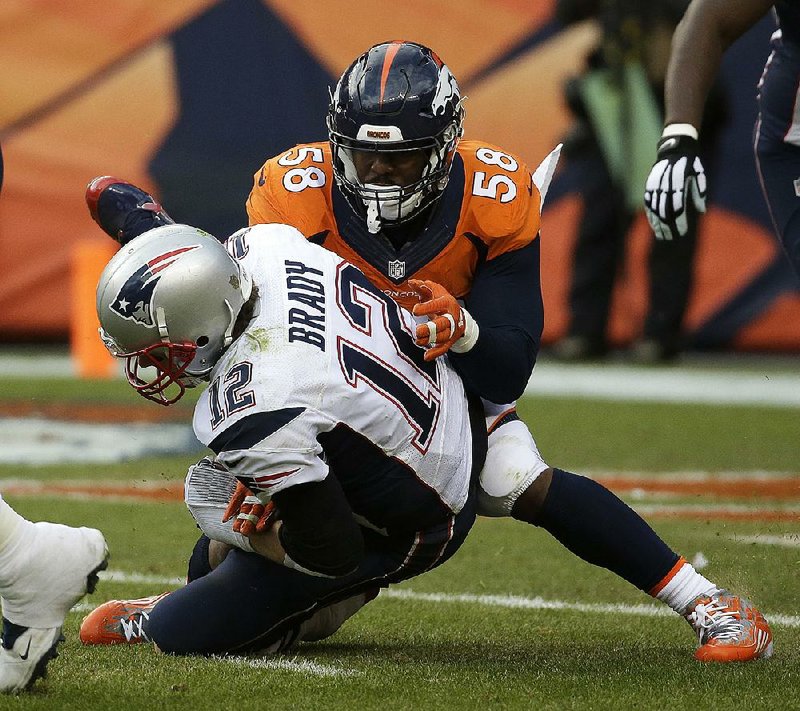 Denver Broncos linebacker Von Miller (58) has 13½ sacks this season and a career-high total of 73 tackles, more than double what he finished with last season. While the Broncos won’t make the playoffs, Miller is in the mix for Defensive Player of the Year.