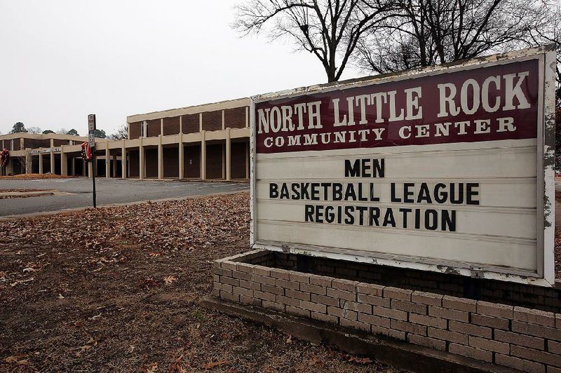 The sign at the North Little Rock Community Center advertises registration for a city basketball league Sunday. The sign is set to be replaced.