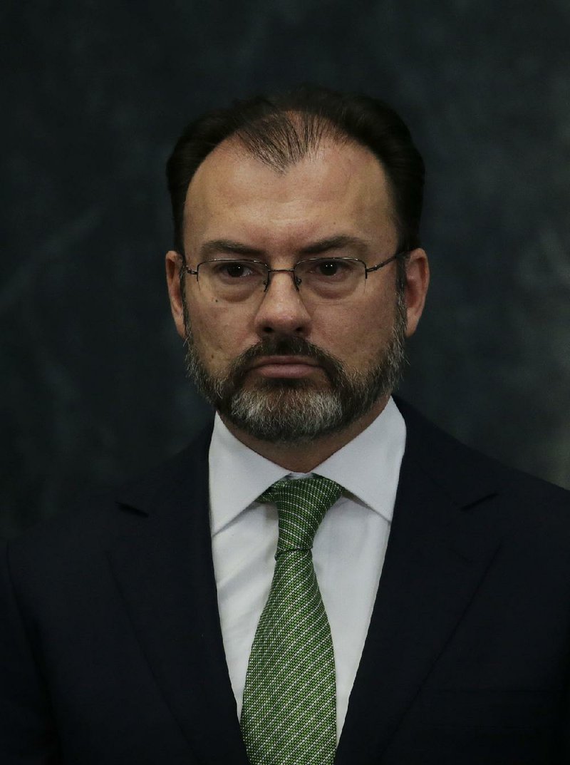 Mexico's new Foreign Relations Secretary Luis Videgaray stands during a press conference at the Los Pinos presidential residence in Mexico City, Wednesday, Jan. 4, 2017.