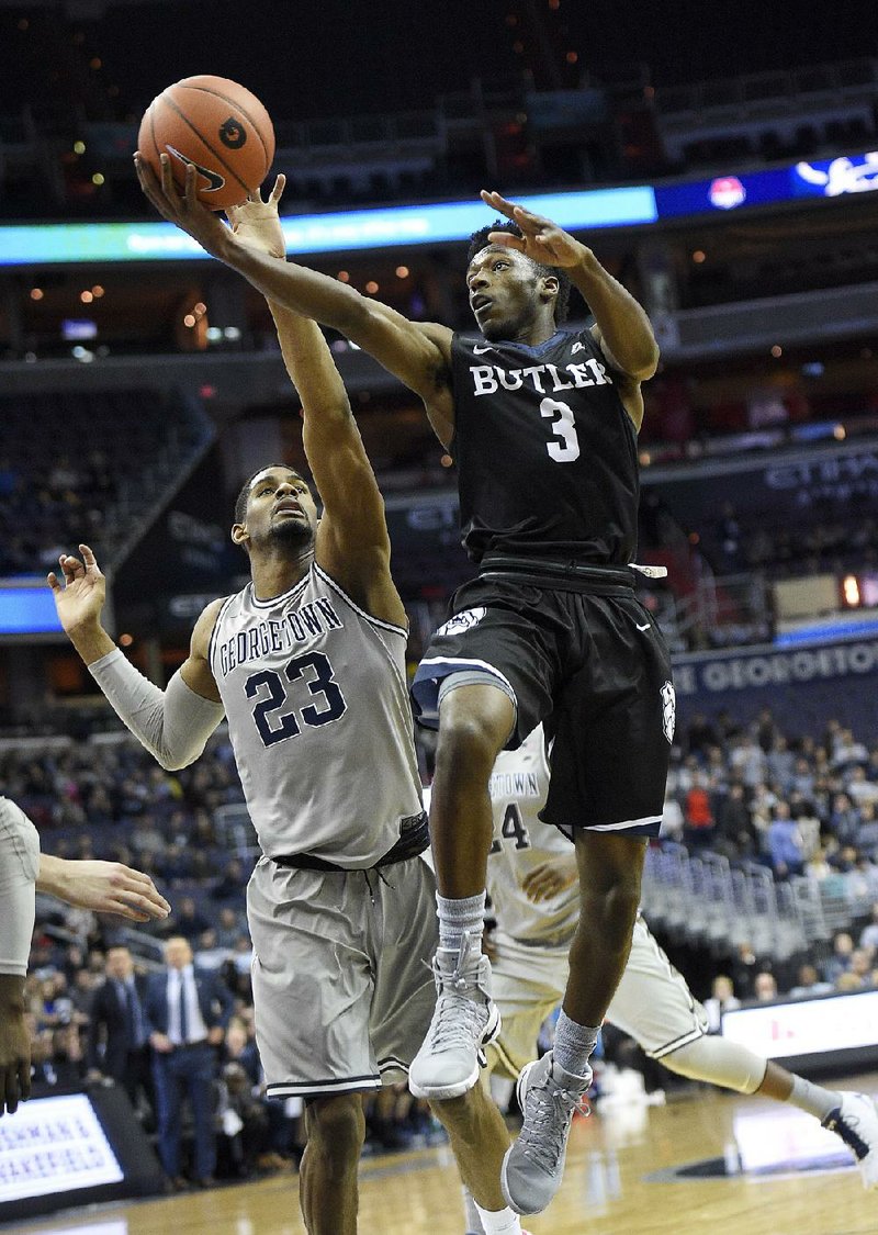 Butler freshman guard Kamar Baldwin (3) scored a career-high 16 points Saturday to lead No. 18 Butler to an 85-76 overtime victory over Georgetown in Washington, D.C.