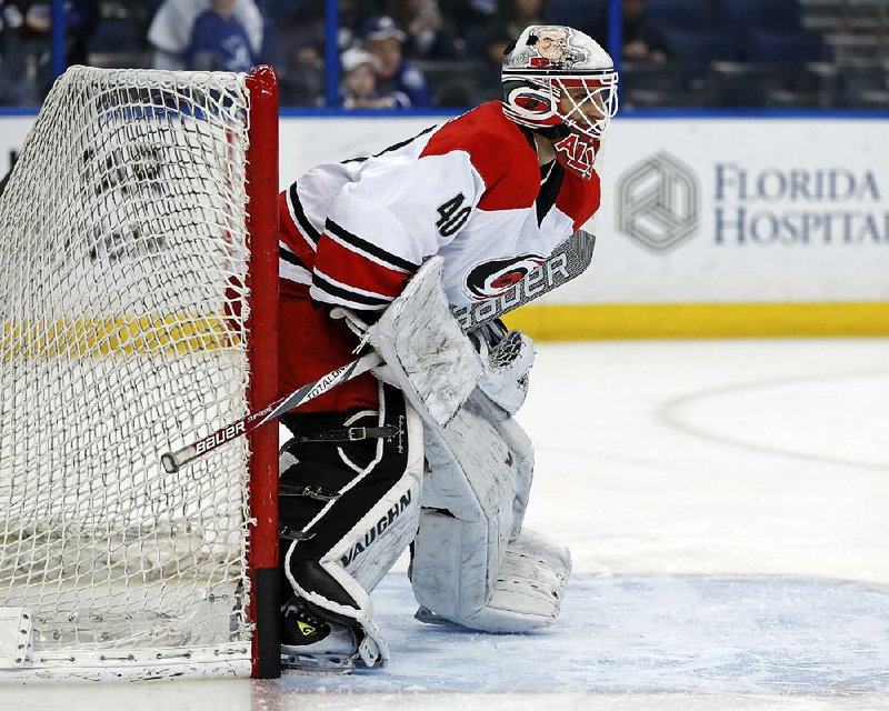 Jorge Alves got to play in the final 7.6 seconds of a game for the Carolina Hurricanes against the Tampa Bay Lightning on Dec. 31. Alves, who is the team’s equipment manager, served as the team’s emergency backup goaltender in that game.