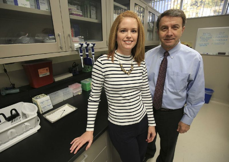Misty Ward Stevens (left) and Michael Owens are part of InterveXion Therapeutics LLC, a company that emerged from research at the University of Arkansas for Medical Sciences.