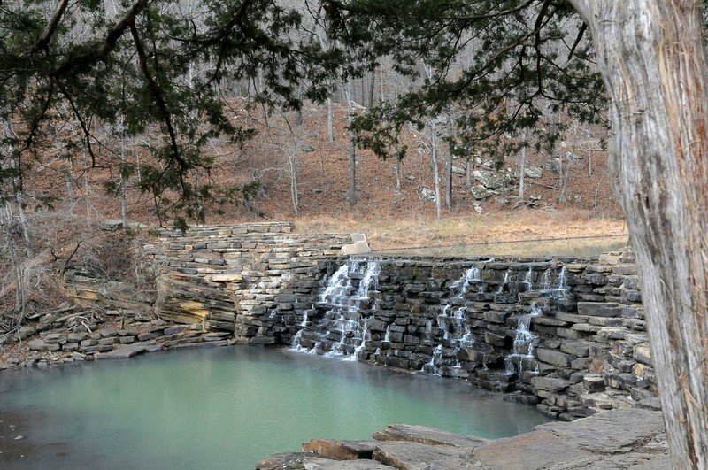 Workers with the Civilian Conservation Corps built the stone dam at Devil’s Den State Park by hand. Construction of the park started in 1933 and finished in 1942.