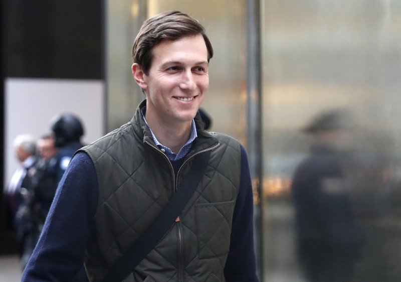 In this Monday, Nov. 14, 2016 file photo, Jared Kushner, son-in-law of of President-elect Donald Trump walks from Trump Tower, in New York. 