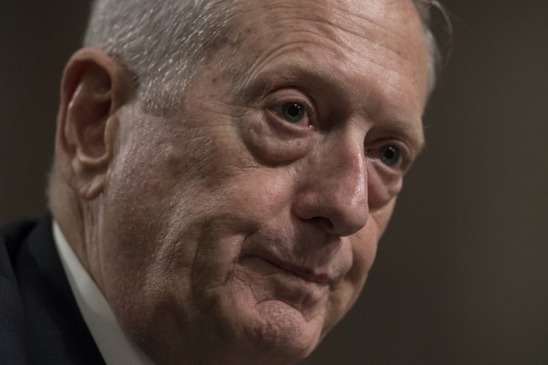 Defense Secretary-designate James Mattis testifies on Capitol Hill in Washington, Thursday, Jan. 12, 2017, at his confirmation hearing before the Senate Armed Services Committee. 