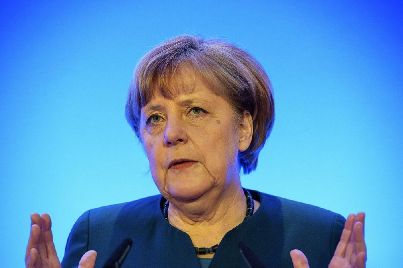 German chancellor Angela Merkel speaks at a news conference in Perl, southwestern Germany, Saturday, Jan. 14, 2017. 