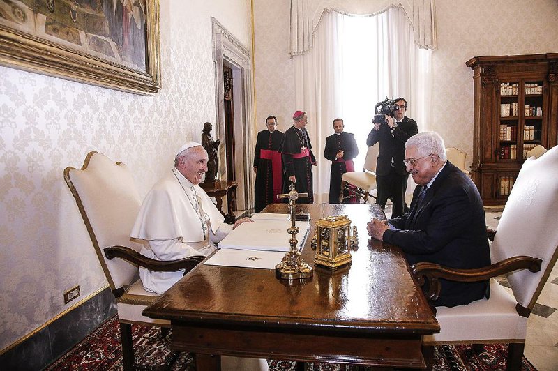 Pope Francis meets with Palestinian President Mahmoud Abbas on Saturday at the Vatican.