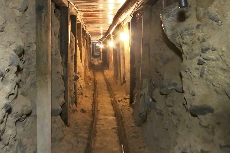 A tunnel that leads from Tijuana, Mexico, into California is shown last month in this image from video provided by the Mexican attorney general’s office. In recent years, drug cartels have reopened several tunnels that authorities had previously discovered and sealed.