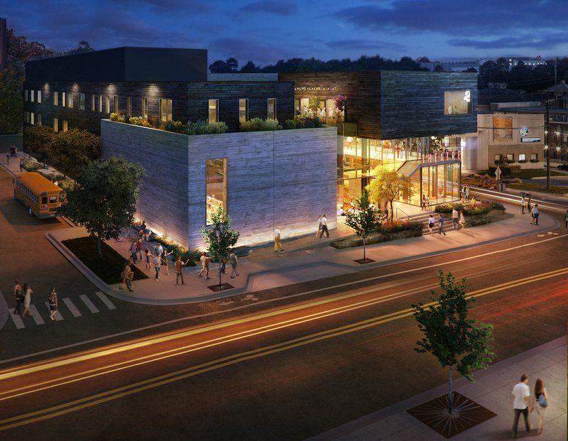 A rendering of the proposed TheatreSquared building.