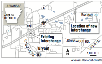 A map showing the Bryant interchange, existing and new.