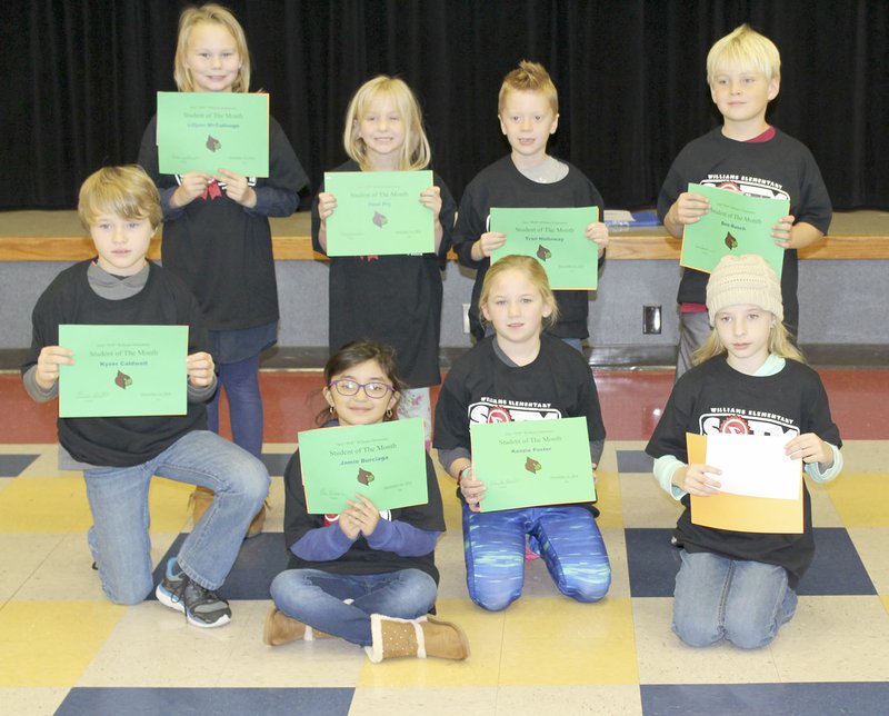 SUBMITTED PHOTO December Students of the Month for Williams Elementary (second/third graders) back L to R: Lillyann McCullough, Opal Pry, Trail Holloway, Ben Rusch; front row L to R: Kyzer Caldwell, Jamie Burciaga, Kenzie Foster, Olivia Robbins.