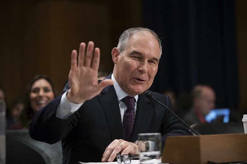 Oklahoma Attorney Gen. Scott Pruitt testifi es Wednesday before the Senate Environment and Public Works Committee during a confirmation hearing on his nomination to lead the Environmental Protection Agency.