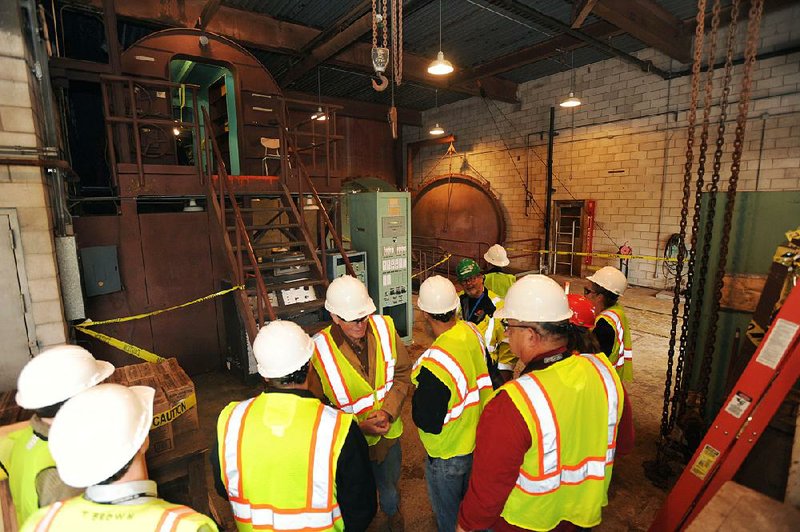 Visitors take a tour of the shuttered nuclear reactor Thursday near Strickler in south Washington County.