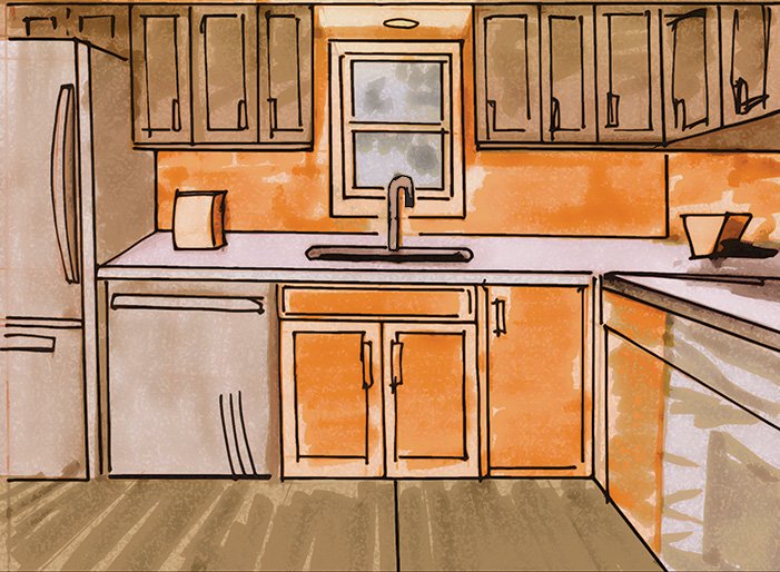 Arkansas Democrat-Gazette kitchen illustration.