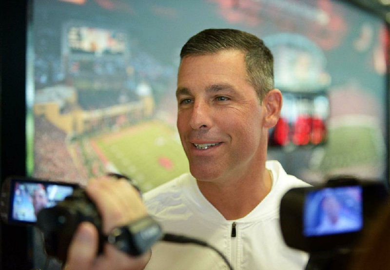 Dan Enos, Arkansas offensive coordinator, is shown in this 2016 file photo.