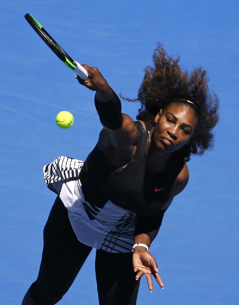 American Serena Williams returns a shot to compatriot Nichole Gibbs during her 6-1, 6-3 victory in the third round of the Australian Open on Friday in Melbourne.