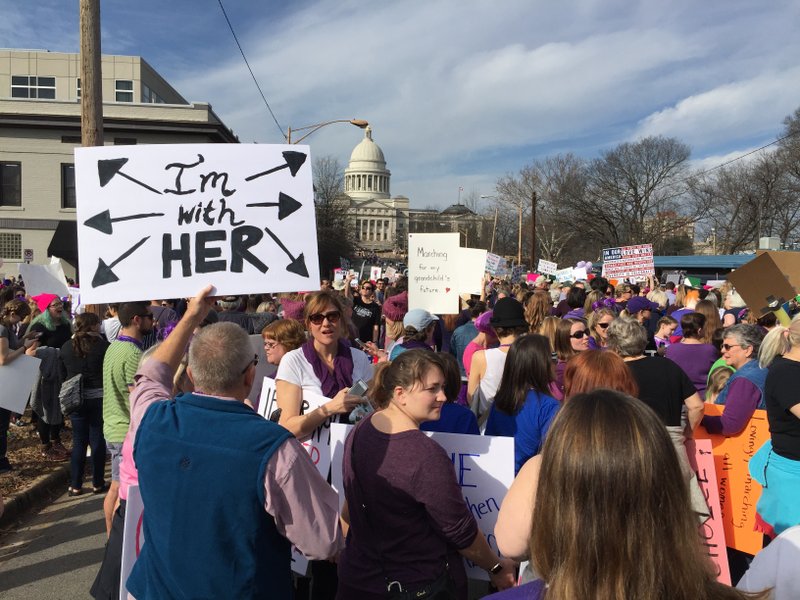 Hundreds of Arkansans flood Capitol Avenue for the Women's March for Arkansas.