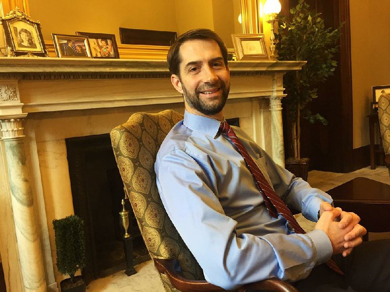 Sen. Tom Cotton stopped shaving while his son was ill in December and plans to keep the beard for a while. 