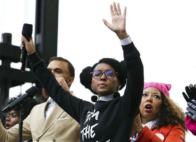 Janelle Monáe performs during the Women's March on Washington, Saturday, Jan. 21, 2017 in Washington.