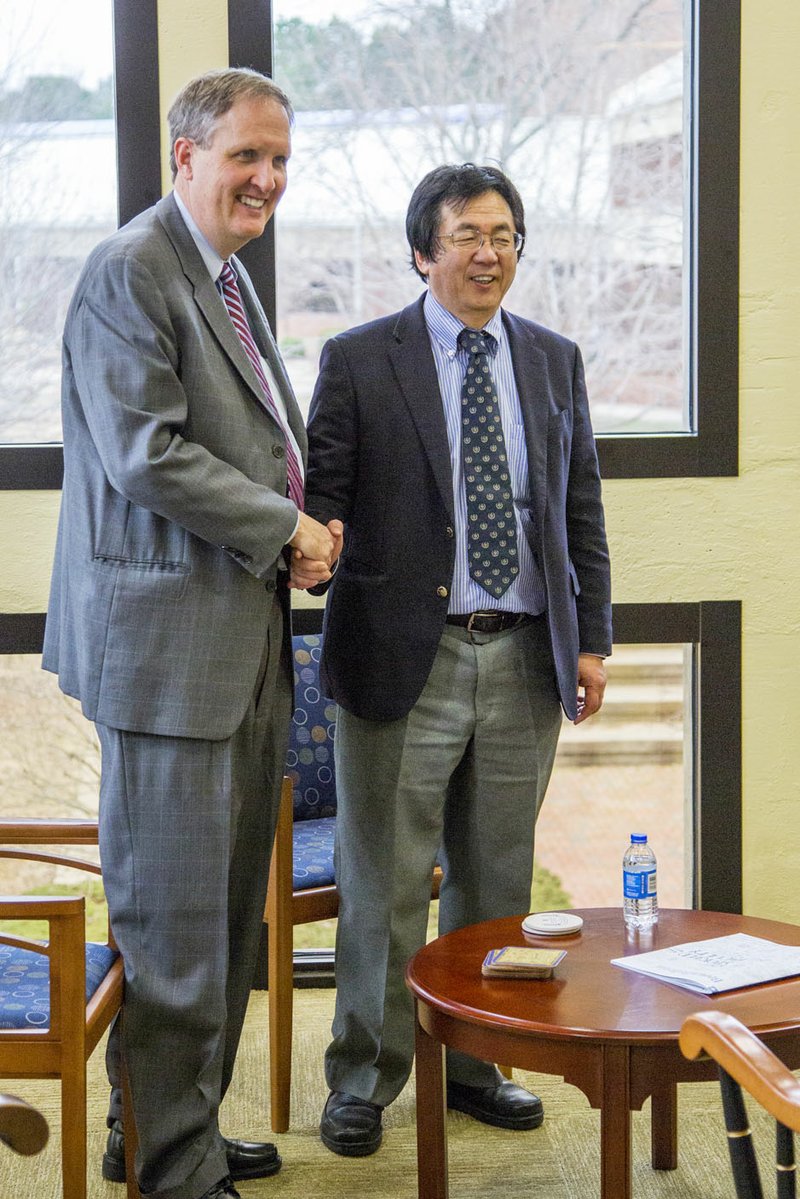 Photo submitted Handong Global University President Soon-Heung Chang met with John Brown University President Chip Pollard. HGU and JBU continue partnership to open study abroad programs, research collaboration, and faculty and staff exchanges