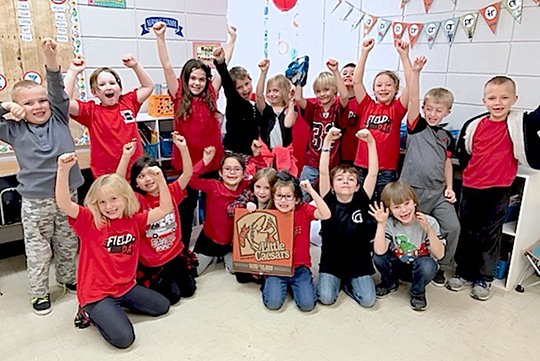 Submitted photo Haley Thornton's first-grade class at Cutter Morning Star Elementary School received a pizza party for winning the school's box top competition. The class collected more than 400 box tops during the fall semester.