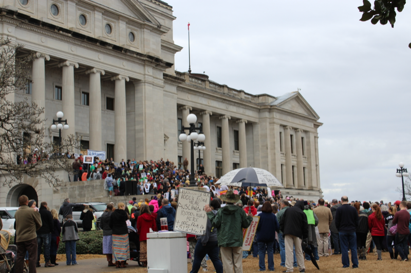 Pro-life advocates gather at the Capitol building in Little Rock during the 39th annual March for Life on Jan. 22, 2017.
