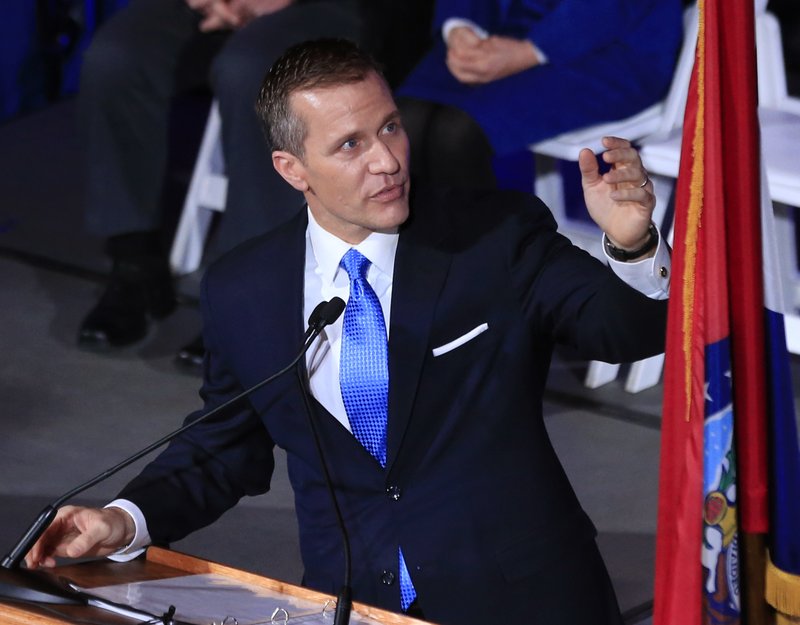 FILE - In this Jan. 9, 2017, file photo, Missouri Gov.-elect Eric Greitens speaks in Jefferson City, Mo. 