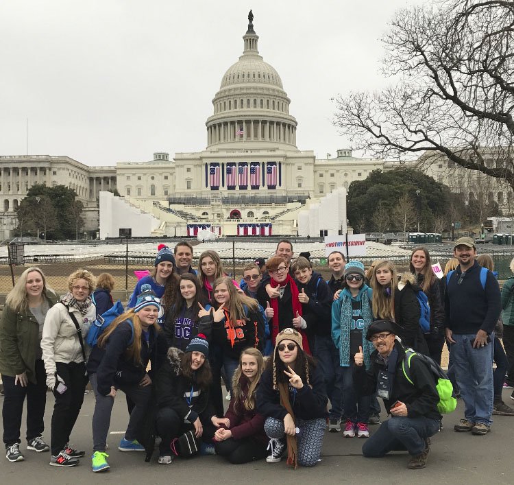 Students, teachers and parents from Northwest Arkansas Classical Academy pose in front of the Capitol Building during their trip to Washington last week.