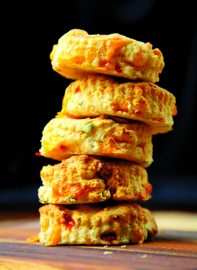 Pimento Cheese Biscuits have the flavors of pimento cheese spread baked in.