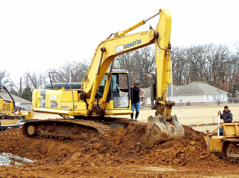 Photo by Randy Moll Construction work was underway on the new diesel lab and career classroom facility at the Gentry Public High School Conversion Charter on Thursday afternoon.