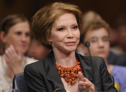 This June 24, 2009, file photo shows actress Mary Tyler Moore before the Senate Homeland Security and Governmental Affairs Committee hearing on Type 1 Diabetes Research on Capitol Hill in Washington. Moore died Wednesday, Jan. 25, 2017, at age 80. 