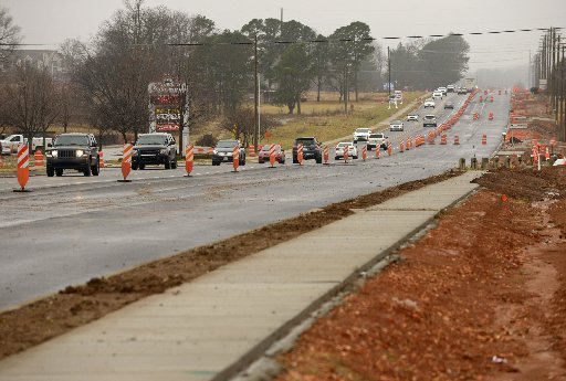 A view of construction progress on Thursday Jan. 19, 2017 along a section of Highway 12/Southwest Regional Airport Blvd. in Bentonville. The road improvements were funded by a $110 million bond measure approved by voters in 2007.