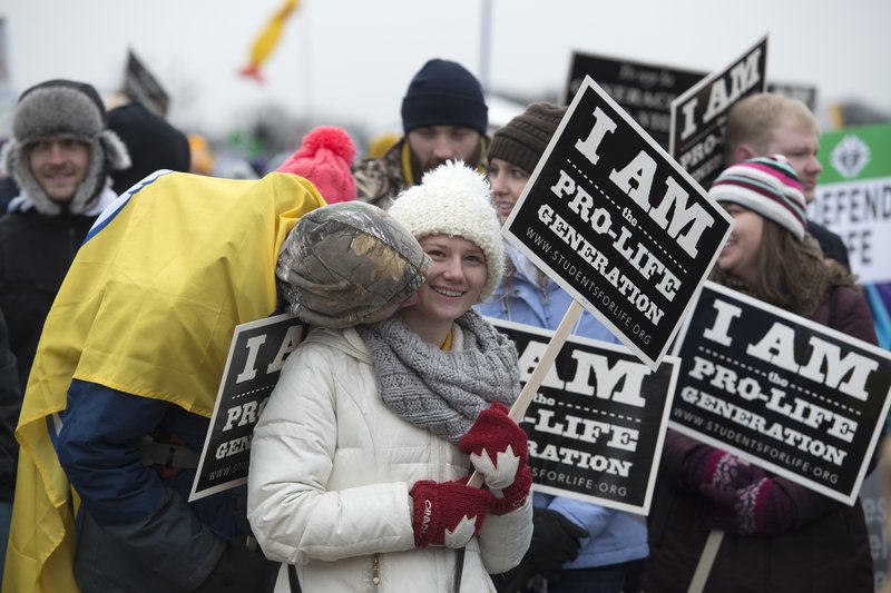 In January 2015, hundreds participate in the 43rd annual March for Life, commemorating Roe v Wade, in Washington, D.C. Must credit: Washington Post photo by Marvin Joseph