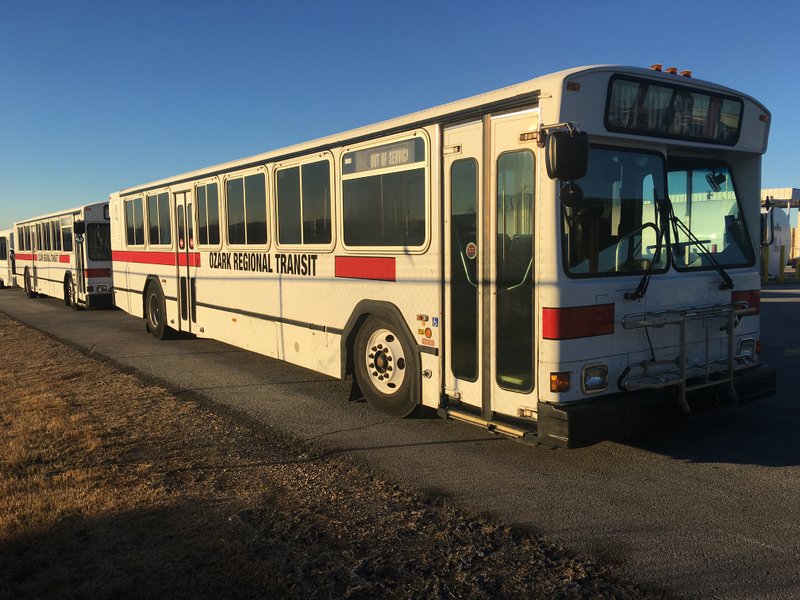 An Ozark Regional Transit bus donated by the University of Arkansas.